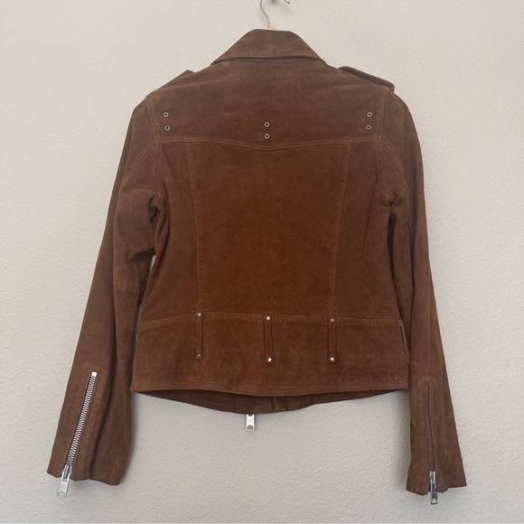 All Saints Plait Western Biker Suede Jacket-Women's US 6 - Picture 6 of 16